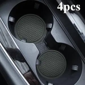 4pcs Car Cup Holder Coasters, Universal PVC Anti-slip Pad Durable Coaster, Auto Interior Accessories