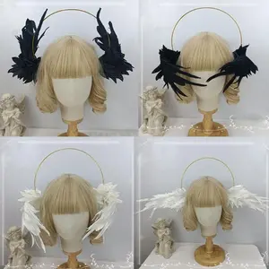 Womens Mary Halos Crowns Headband Angel Wing Tiara Hair Accessories Goddess Headpiece Headdress for Cosplay