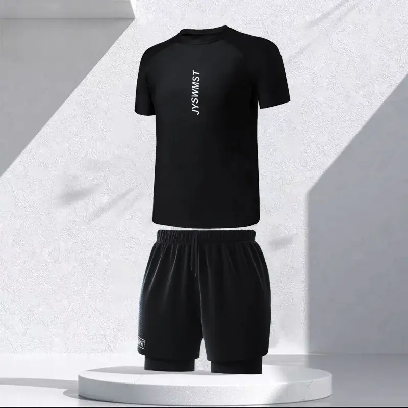 Swimsuit Men's Professional Anti-Embarrassment Large Size Loose Double-layer Swimsuit Sunscreen Hot Spring Full Body Men's Swimsuit Outdoor Outfits