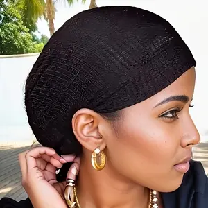 Minimalist Black Undercap Breathable Mesh Base Cap Elastic Hair Cap For Women - Easy To Carry  Crinkle Textured Stretch Hijab Undercap, Full Coverage Non-Slip Turban Cap, Breathable Head Wrap for Muslim Women scarf casual trendy baseball cap