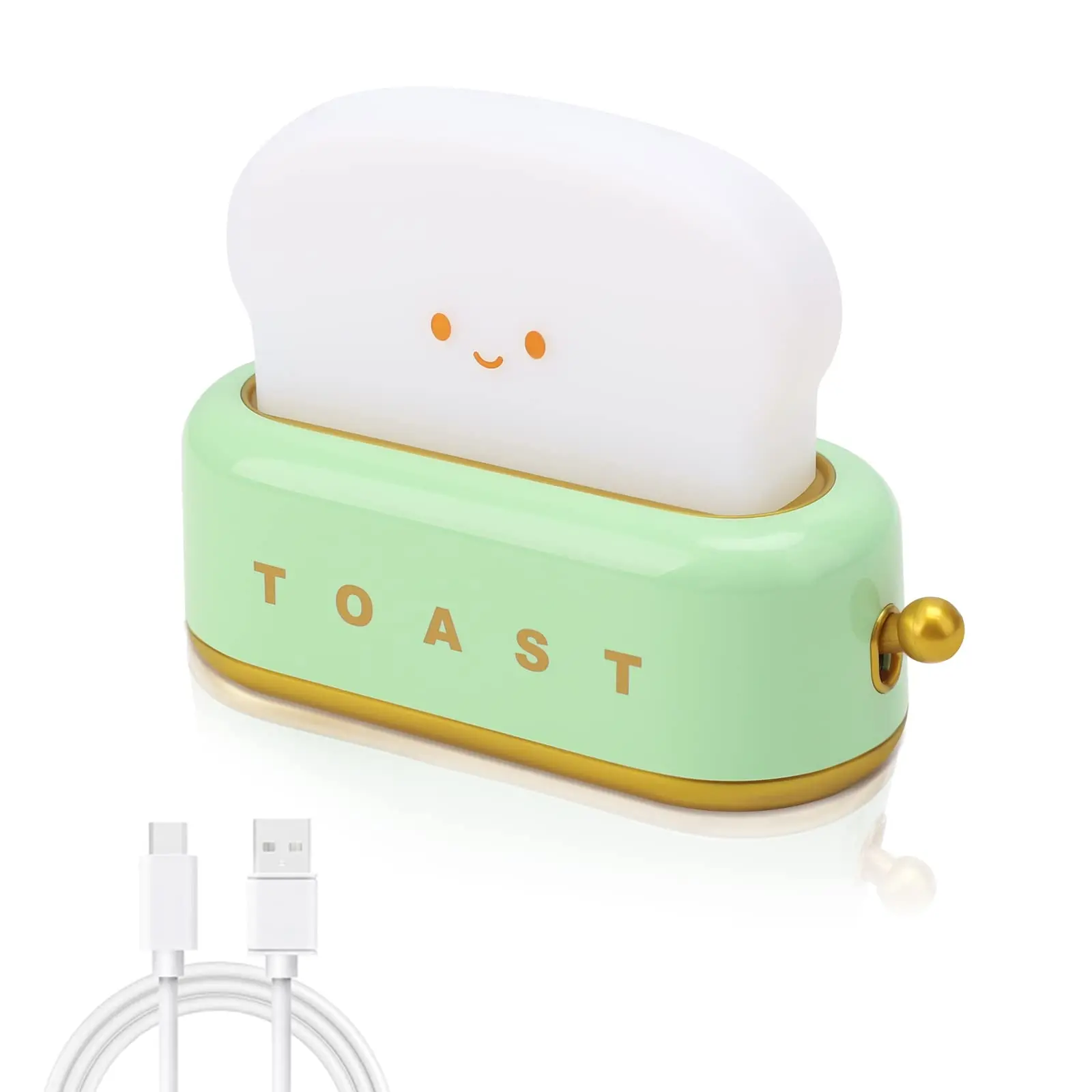 Led Cute Toaster Lamp, Kawaii LED Toast Bread Night Light, Super Squishy Silicone USB Rechargeable and Portable Light with Timer, Xmas Ideal Gifts for Baby Kids Girls Teens Teenages