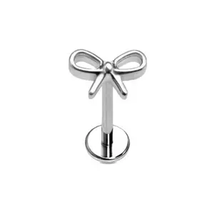 Threadless Push In Bow Top Flat Back Stud - ASTM F-136 Implant Grade Titanium