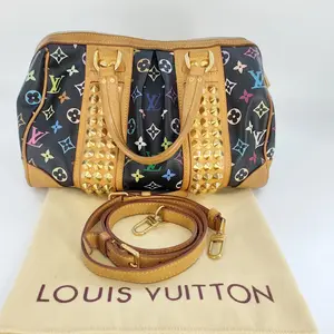 Pre-owned Louis Vuitton Canvas Tote Bags Black Monogram Multicolore Courtney MM Bag J006