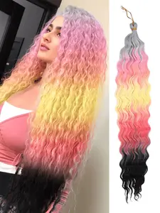 Rainbow Color Fashion Curly Wave Synthetic Hair Extensions, 100g 24 Inch/PCS, Perfect for Women Used Carnival Festivals, Music Festivals, Cosplay, Parties ,Deep Extension Hair, Wavy Synthetic Hairpieces