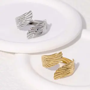 Angel Wings Ring Open Adjustable Stainless Steel Ring Men Women Daily Wear Gift