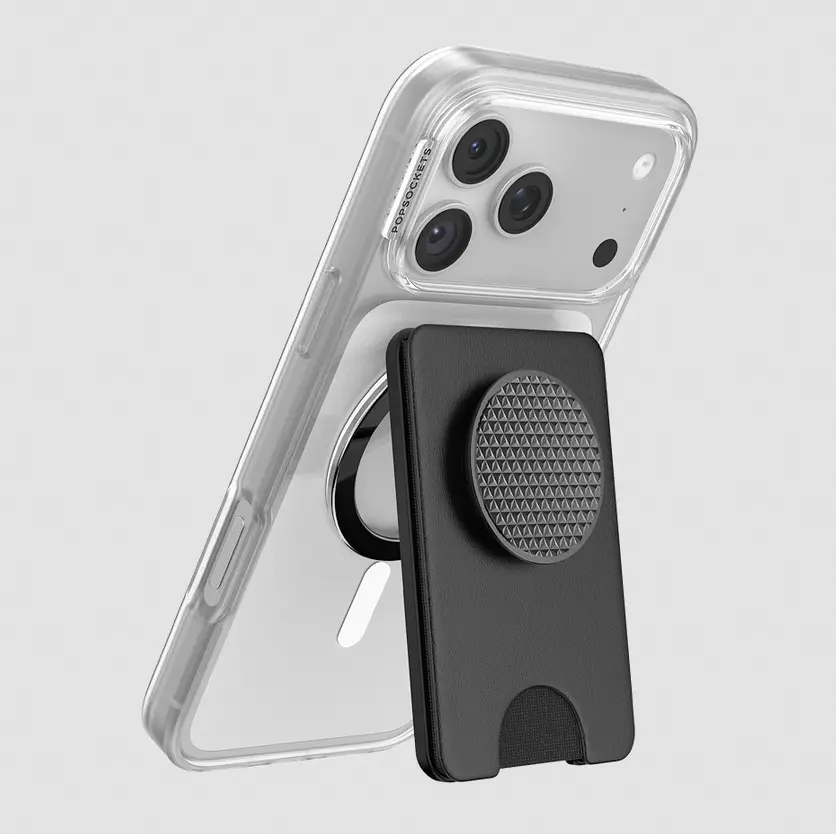 popsockets Knurl Black  MagSafe Kick-Out PopWallet+ & Stand