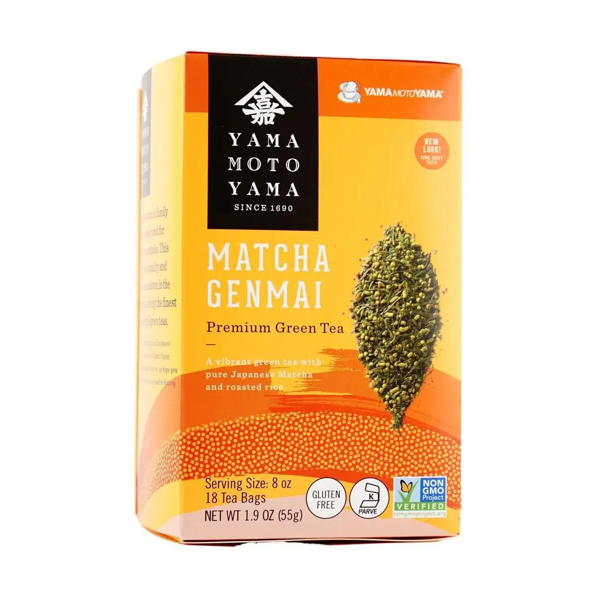 YAMAMOTOYAMA Japanese Matcha Genmaicha Tea Bags - 18 Count (55g) - Gluten-Free, Roasted Brown Rice & Green Tea Blend for Authentic Flavor