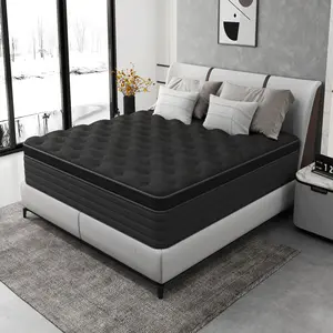 full size mattress 12-inch/14-inch black Mattress, colchones para cama Memory Foam, Pocketed Springs, Suitable for Homes and Hotels, Delivers a Comfortable and Supportive Sleeping Experience.Twin\King queen size mattress memory foam mattress