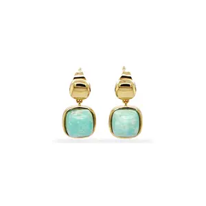 Amazonite Earring in Brass