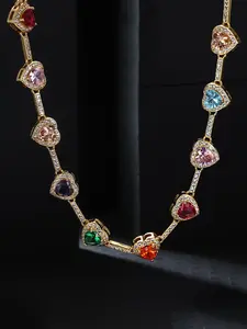 1pc 10mm Heart Shape Imitation Crystal Colorful Women's Necklace Bracelet, Elegant Gift for Mom and Girlfriend, All Seasons Street Style, Heart Pendant Necklaces