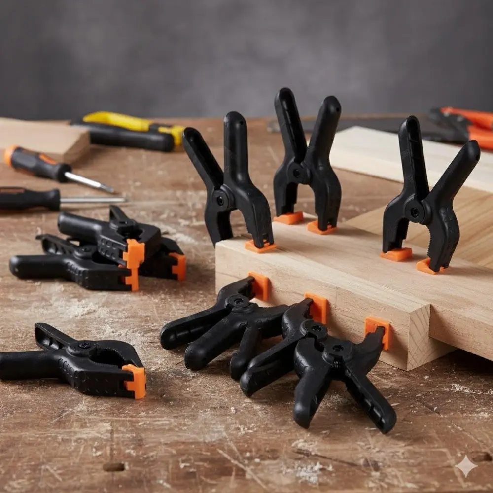 10-Pack Spring Clamps Set: Upgraded Secure Clamp 2-in & 4-in Dual-Size, Rust-Resistant High-Strength Plastic, Quick-Release Anti-Slip Handles, Multi-Angle Adjustable DIY Hardware Tool for Woodworking, Sewing, Crafting & Industrial Fixing.