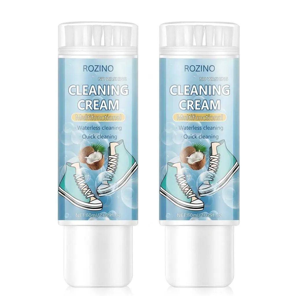 2PCS White Shoe Cleaning Brushes with Foam Mousse Shoe Cleaning Kit - Low-Effort Travel-Friendly All-Purpose Footwear Cleaner for Sneakers, Home Care Household Cleaners