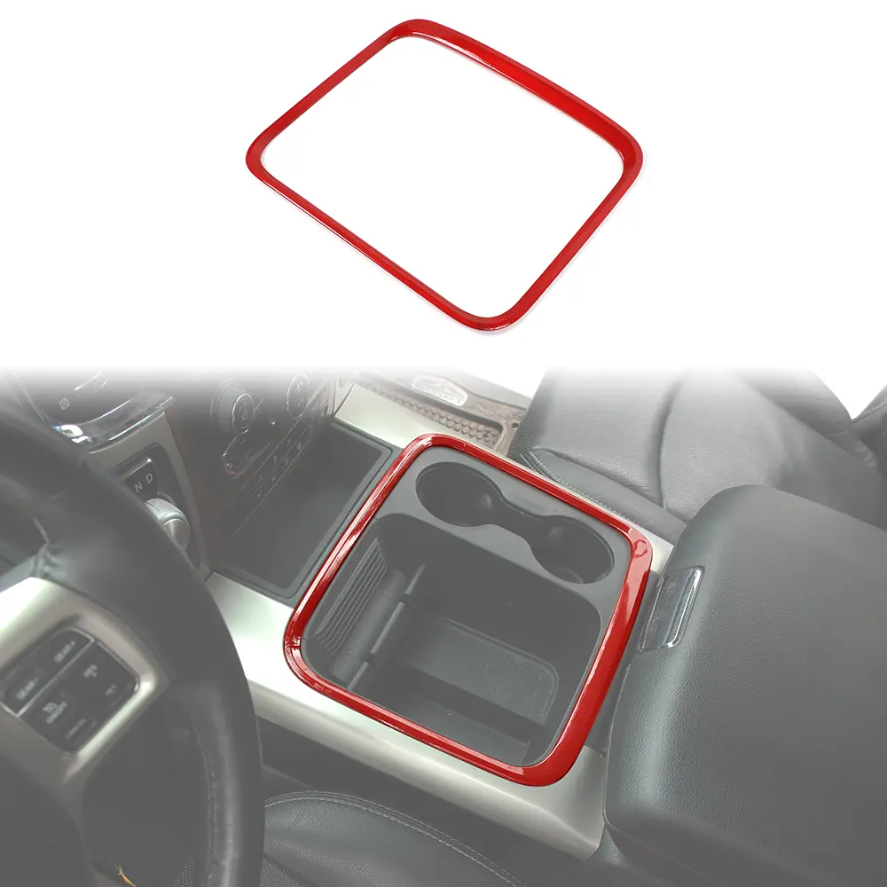 Custom ABS Automotive Central Storage Box Cover Trim Decor Frame Sticker Kit - Self-Adhesive, Laser-Cut, UV-Resistant, Gloss Finish Brightens Trim, Durable Car Interior Accessory for 2015-2017 Dodge Ram, 2019-2025 Trucks