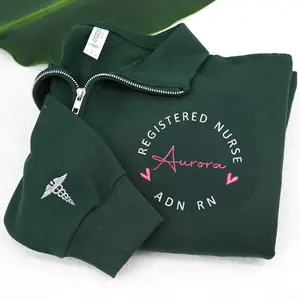 Personalized RN Quarter Zip Sweatshirt, Embroidered Nurse Pullover, Custom RN CNA Gift, Cozy Medical Fleece Sweater, Nursing Graduation Gift