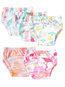 5-Pack Soft Comfortable Washable Baby Training Pants for Boys and Girls, Cartoon and Floral Patterns, Ideal for Potty Training
