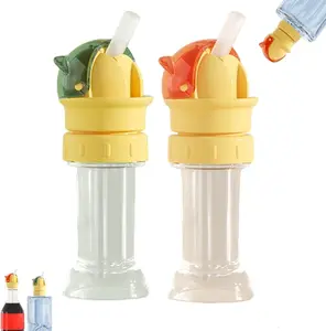 NO BRANDE Kids Water Bottle Spout Conversion Cap - Washable Reusable Spill-Proof Flip-Top Universal Converter with Straw for Children's Drink Containers Replacement Beverage Lid Eco-Friendly