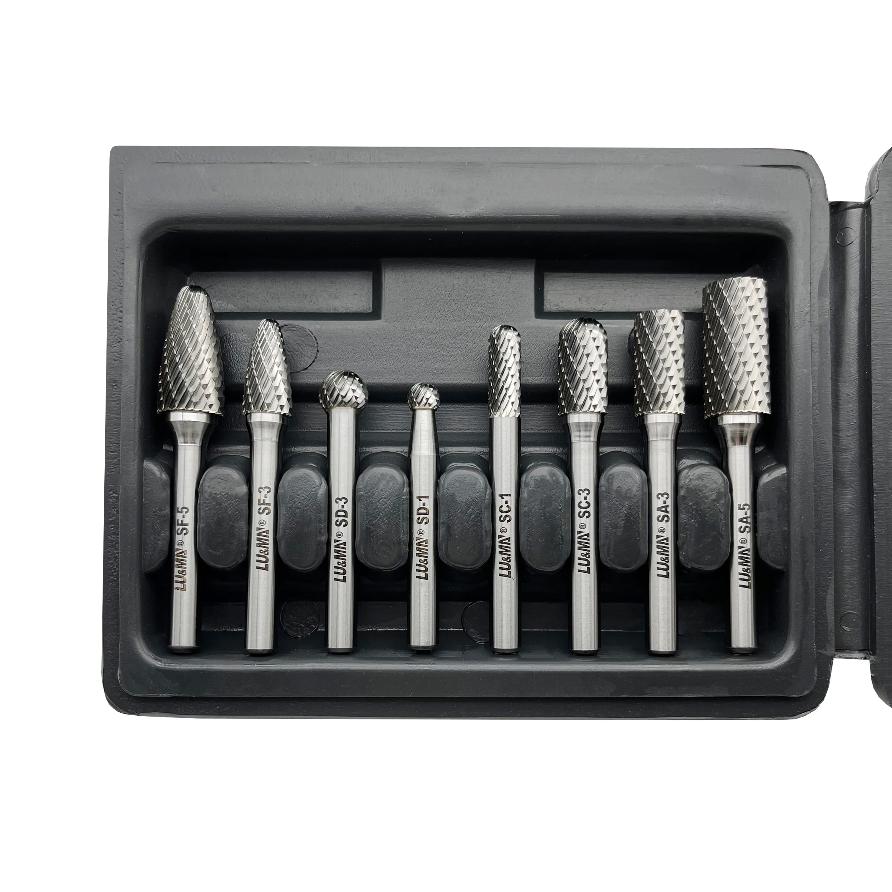 Carbide Burrs Set 8pcs with 1/4" Shank Double Cut Solid Carbide Rotary Burr Set for Die Grinder Drill,Metal Carving, Polishing,Engraving,Drilling Grinding