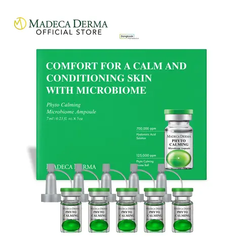[Madeca Derma] 5 pcs of Phyto Calming Microbiome Ampoules - 125,000ppm for Calming & Soothing, Acne Treatment, Sensitive-Skin, Skin Repair, Centella Asiatica, TECA, Hyaluronic Acid