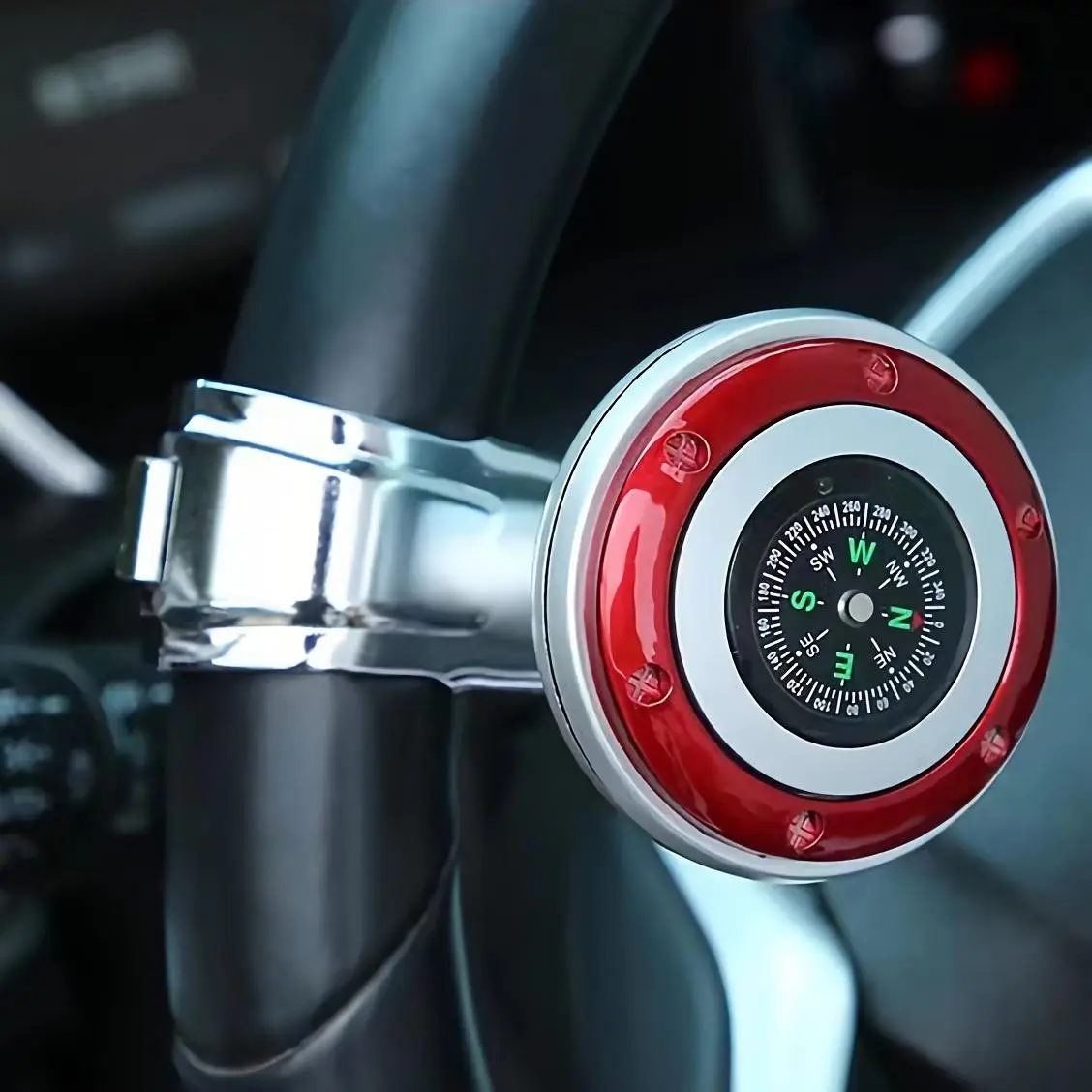 Car Steering Wheel Rotator, 360-Degree Rotatable Precision Rotation Steering Wheel Spinner Knob with Built-in Compass, Power Handle Ball Booster for Enhanced Vehicle Control