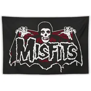 Peach Spooky Grunge Punk Misfits Velvet Lightweight Tapestry Wall Mural - Hanging Poster Banner Flag, Home Decor Decoration for Home & College Dorm Room