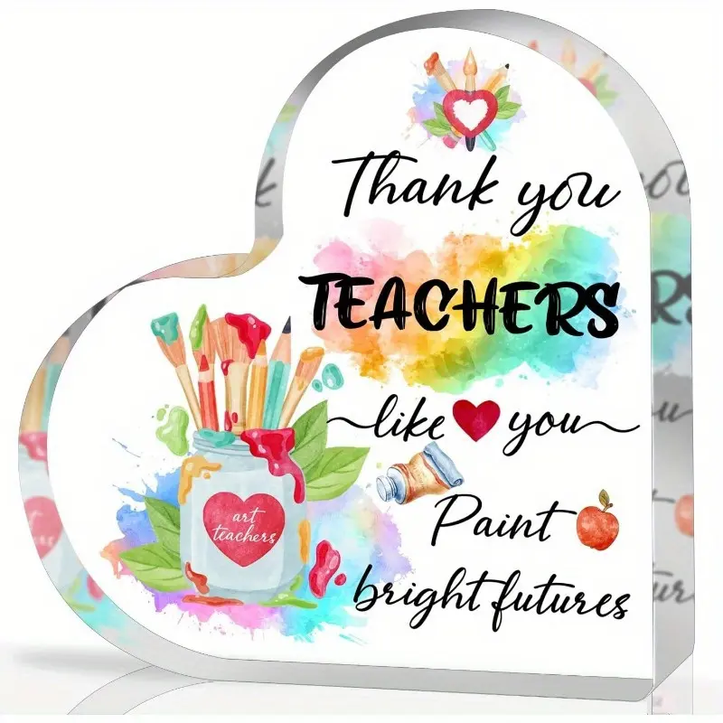 Art teacher Heart-Shaped Acrylic gift Teacher Appreciation Plaque, Unique Art Design gift, Teacher's Day Gift, Graduation Gifts, Retirement GiftsTeacher Office Decor Keepsake