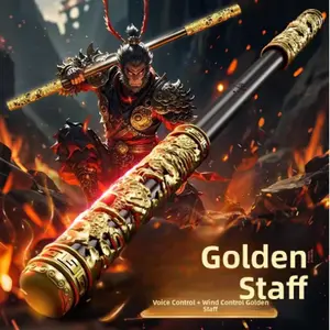 Wukong Ruyi Golden Hoop Voice-Controlled Automatic Retraction Laser Sword for Boys Magic Glow Neopixel Lightsaber Colorful Interactive Toy Safe Play Experience