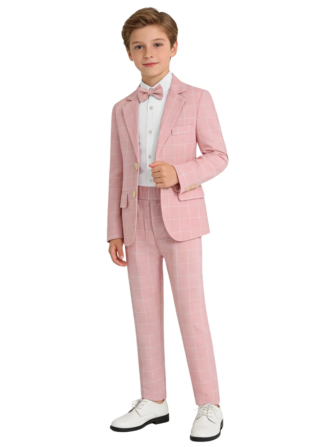 Boys 3 Piece Formal Party Suit, Outfit Sets, Clothes Kids, Blazer, Trousers, Bow Tie, Premium Feel & Hardwearing, Centerpiece for Festivals, No Shirt Included--21706