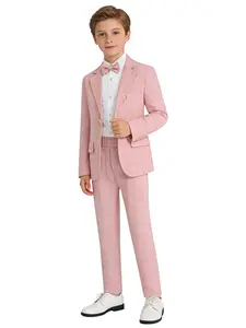 Boys 3 Piece Formal Party Suit, Outfit Sets, Clothes Kids, Blazer, Trousers, Bow Tie, Premium Feel & Hardwearing, Centerpiece for Festivals, No Shirt Included--21706
