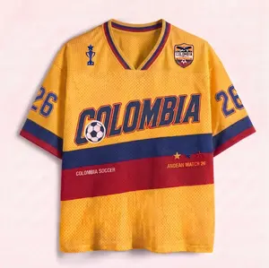 Custom Colombia Soccer Jersey, Retro Colombian Football Jersey Tee, WC26 Custom Jersey, Personalized Game Day Top Soccer Fan Gift