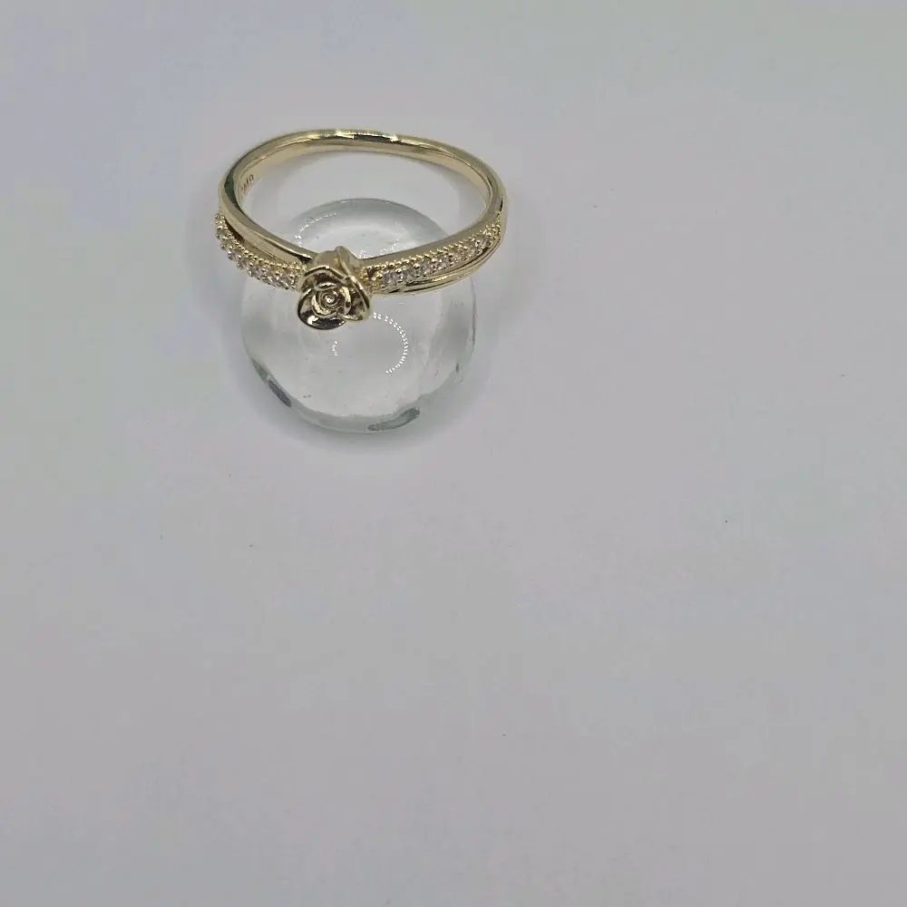 Ring beautiful infinity style  with Rose and clear stones GOLD-PLATED sizes available 6.7 8.9.