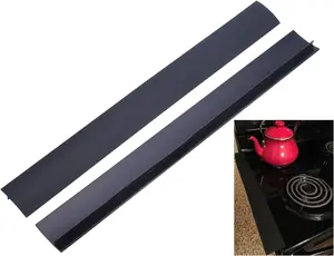 Premium Anti-Static Silicone Stove Gap Covers 2 Pack Easy to Clean Dustproof Spill-Preventing Heat Resistant Black 25 Inches