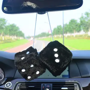 Fuzzy Dice Classic Retro Style, Vintage 80s Blurred Car Dice for Mirrors, Interior Rearview Mirror Decoration, Unique Automotive Accessory, Car Interior Decorative, Car Hanging Decoration