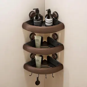 3 Pcs - Technology suction cup corner shelf - Rust-proof bathroom corner storage box - No drilling required, equipped with hooks - Detachable bathroom storage rack - Suitable for bathrooms, campers, and rentals. outdoorfun