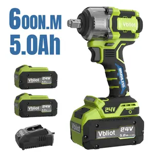 24V Brushless Cordless Impact Wrench Set, 442 ft-lbs (600N.m) High Torque 1/2" Impact Gun with 2x 5.0Ah Batteries, 4-Speed Car Tool for Tire Change, Maintenance & Car Accessories, Cars Accessories, Car Tools