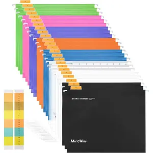 Hanging File Folders Letter Size 24pcs, Polypropylene Filing Cabinet Folders Organizer with 1/5-Cut Tabs and Inserts, File Organizers For Office, For School, For Home, For Hospital, Assorted Colors