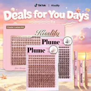 Plume | Kisslily Brown Lash Clusters Invisible Band Natural Lash Extension Kit with Bond & Seal Mascara Look DIY Lashes 8-16mm C Curl D Curl Long Lasting Beginner Friendly #DealsforYouDays #SummerWins