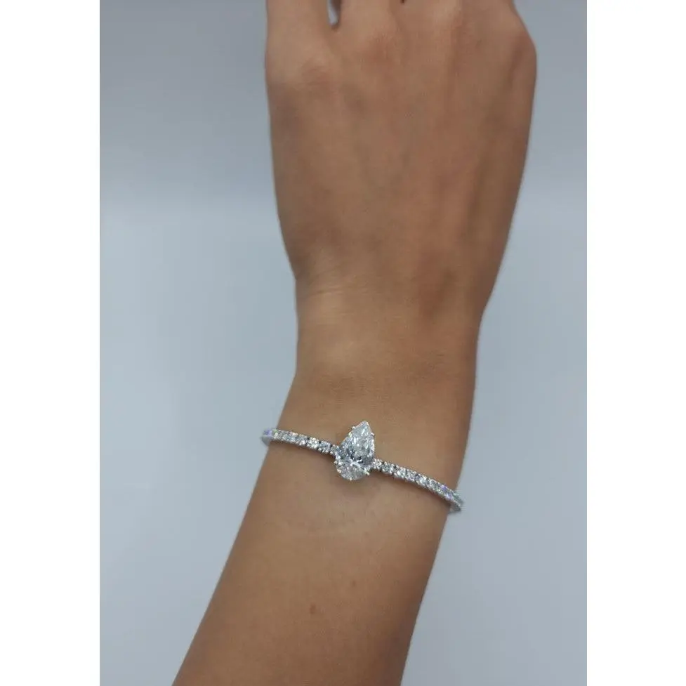 14Kt Gold 4.25 Ct Teardrop Lab Grown Diamond Tennis Bracelet