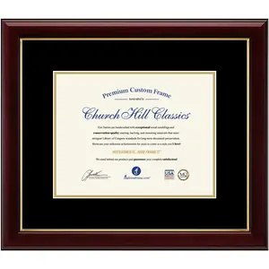 Church Hill Classics Premium Custom Diploma Frame - 8.5 x 11 - Cherry Lacquer Gold Lip Handcrafted in USA with Level-Lock Hanging System