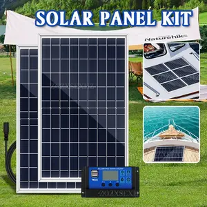 Portable Solar Panel with 60A/100A Controller, 1 Set 10W Solar Panel Charger, Outdoor Solar Panel Kit for Mobile Power, Camping, Hiking, Car, Boat, Phone, Monitoring