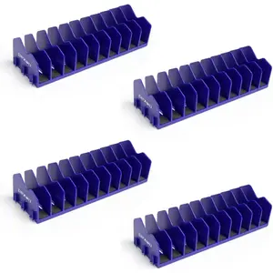 Plier Organizer & Rack (4-Pack, Blue) - 40-Slot Tool Storage for Toolbox Drawers - Non-Slip Rubber Base, Interlocking Modular Holders for Pliers, Cutters & Wrenches