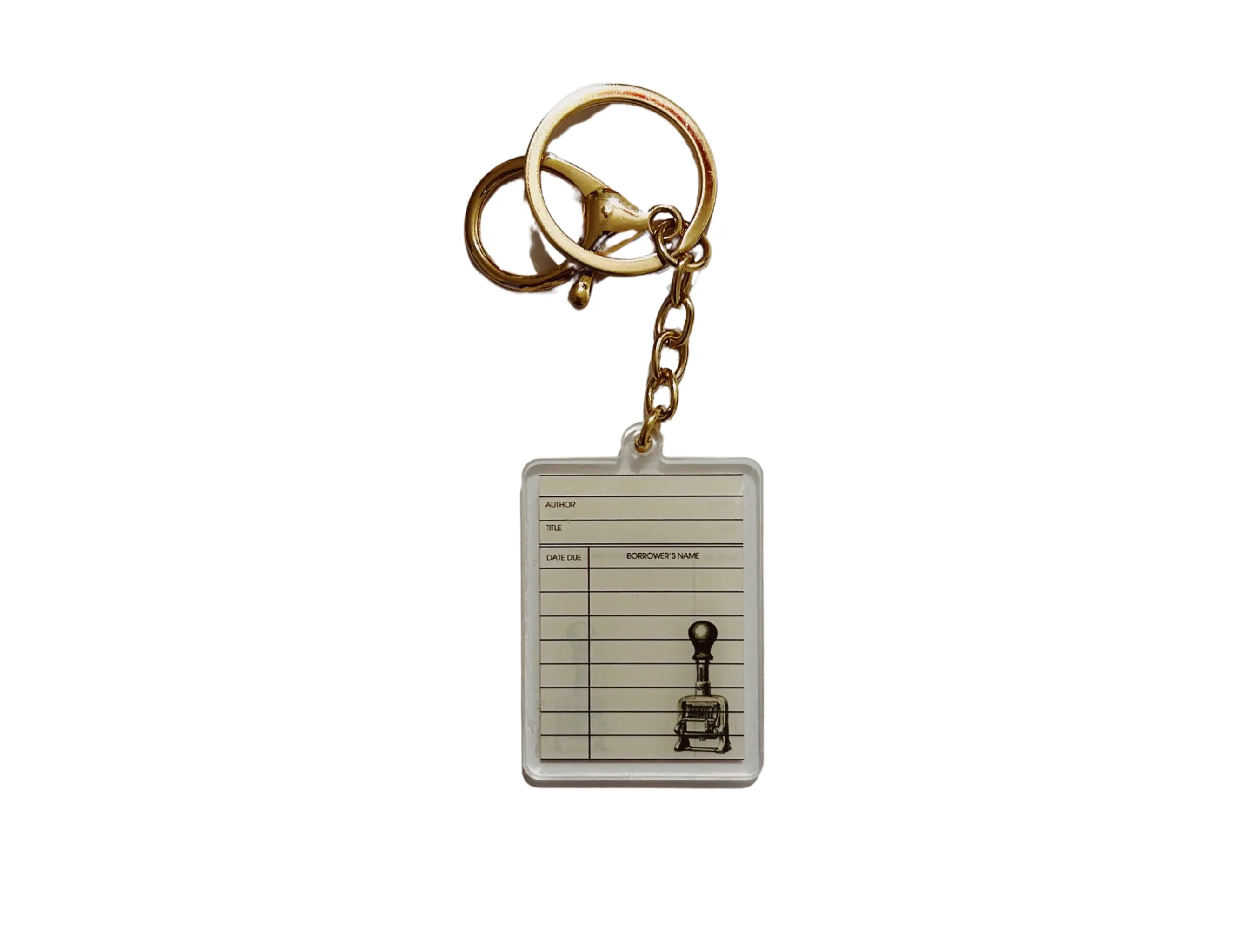 Library Catalog Card Acrylic Keychain and Bag Charm