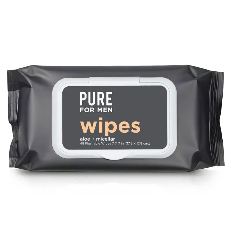 Wipes | Full Body and Face | Flushable | Helps Eliminates Odor | 100% Biodegradable | Paraben Free | Vitamin E, Micellar & Aloe Vera | 48 Count