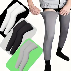 1 Pair Anti-UV Compression Leg Sleeves,High Elasticity Quick-Dry Cycling Leg Warmers,Breathable Sweat-Wicking Knee Protection,Full-Length Sports Sleeves for Running, Basketball & Outdoor Fitness,Men Women Sun Protection Gear