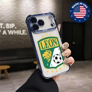 León FC Liga MX Mexican Soccer Aesthetic Pattern Silicone Cellphone Case for iPhone 16/15/14/13/12 Plus Pro Max, Handheld Devices Accessories with TPU Drop Protection, Shockproof, Anti-Scratch, Vintage Unique Stylish Cover