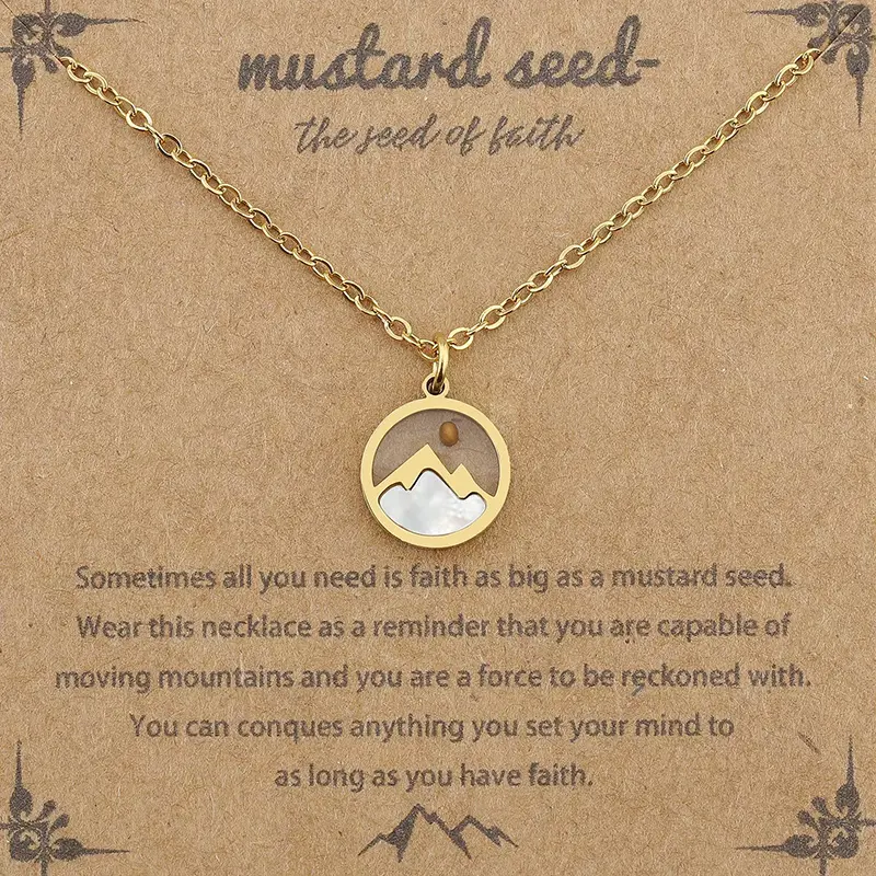 Women's Mustard Seed Necklace with Elegant Geometric Oval Pendant, Meaningful Costume Jewelry, Birthday Gifts for Mom & Friends, Womens Gifts, Chain, Gifts For Women