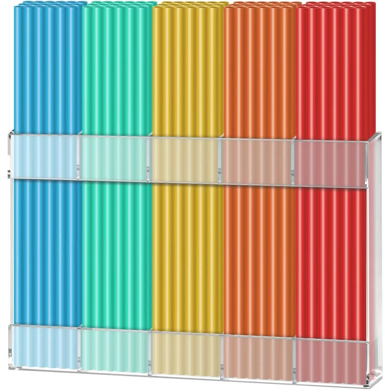 Straw Holder, 9.5"Large  Straw Holder Tumbler Straws Organizer Storage with Double Sided Adhesive, 5 compartments  Adjustable 2-Part Straws, Space-Saving Organizer Storage Dispenser
