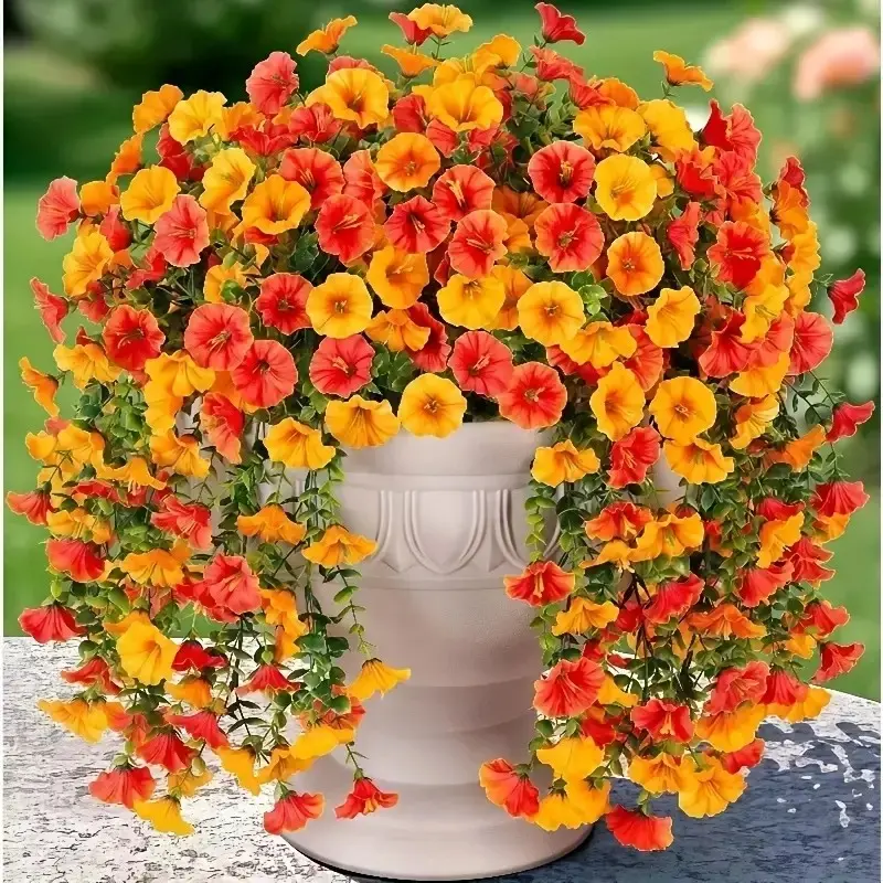 4pcs Artificial Eucalyptus Hanging Plants, Plastic Faux Flowers, Decorative Artificial Flowers for Home Decor, UV Protected Silk Vines for Weddings, Porches, and Living Rooms