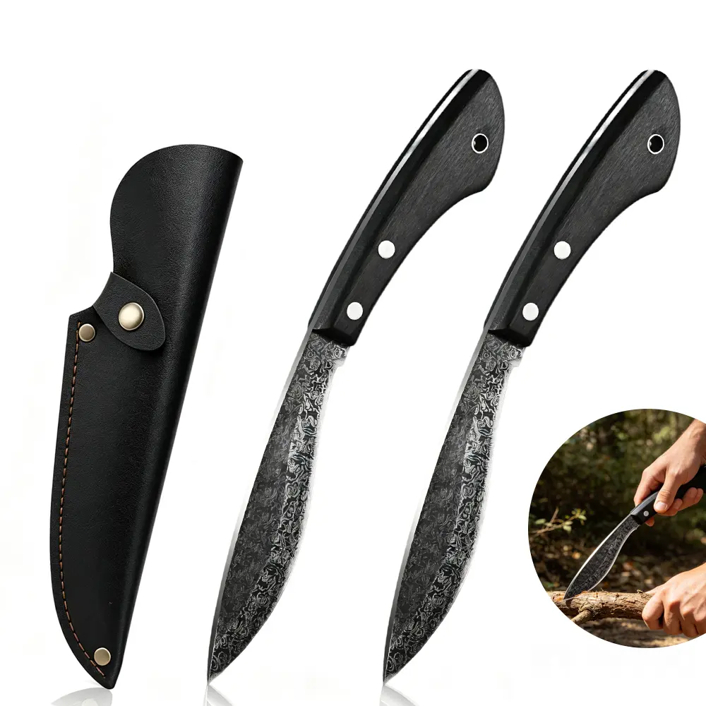 Razor Sharp Kitchen Meat Cleaver Set of 2 Heavy Duty Serbian Chef Knife with Sheath Professional Cooking Forged Butcher Knife for Backyard BBQ Meat Cutting Chopping,block,pocket,nylon,multifunctional,lightweight,everyday,benchmade,ergonomic,,high-hardn,d2