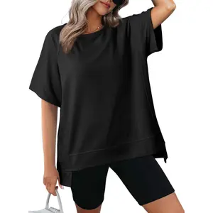 Dokotoo Oversized T Shirts for Women Crewneck Short Sleeve Casual Summer Tops Lightweight Loose High Low Blouse