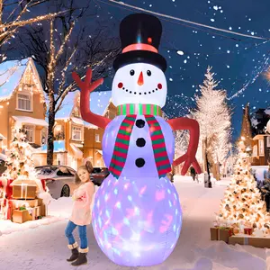 12FT Inflatable Snowman Christmas Decoration Lightweight Waterproof Set with Stakes Sandbags Ropes & Extension Cord for Indoor Outdoor Use
